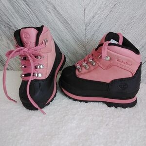 TIMBERLAND Shell Toe Euro Hiker Boots Sz: US 7 Toddler Rose/Black